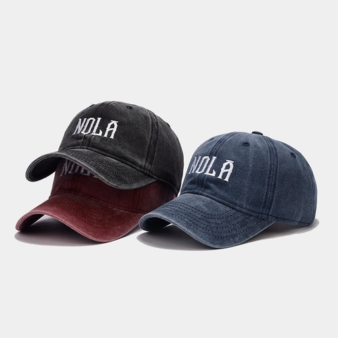 Casquette De Baseball En Coton Lavé Broderie NOLA Style Rétro Délavé Chapeau Soleil Réglable Pour Hommes Femmes Casual
