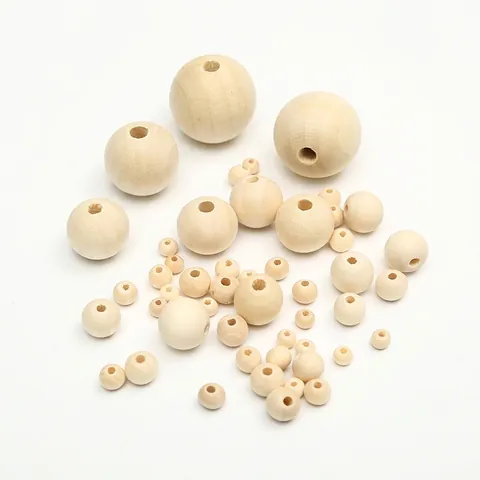 Perle In Legno Tonde Naturali Non Rifinite Superficie Liscia Pre Forate Per Creazione Di Gioielli Fai Da Te E Progetti Artigianali