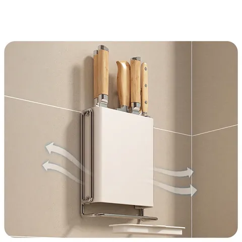 Küchenmesserhalter Wandmontage Organizer Karbonstahl ABS Mit Abtropfschale Für Besteck Moderner Minimalist