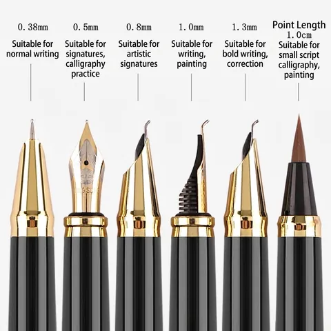 Penna Stilografica Professionale Metallo Pennino Iridio Ufficio Scrittura Calligrafia Corpo Strutturato Elegante Adulti
