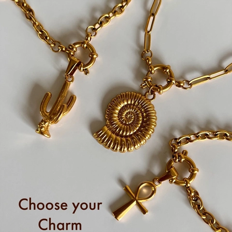 Collana DIY in Acciaio Inossidabile Vintage per Uomo Donna Placcata Oro Catena a Graffetta Perla Artificiale Croce Gioielli