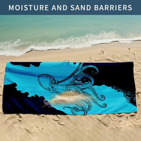 Toalla De Playa Estampado Pulpo Microfibra Secado Rápido Sin Arena Artística Para Natación Surf Viaje Exterior Suave