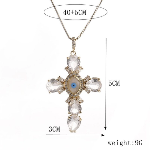 Evil Eye Kreuz Anhänger Halskette Kupfer Zirkon Vergoldet Box Kette Religiöser Schmuck Für Damen Herren Elegant
