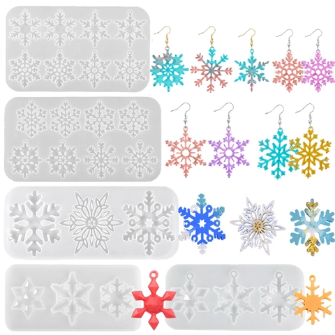 Christmas Snowflake Gingerbread Man Tree Silicone Mold For DIY Resin Casting Jewelry Making Baking Tool