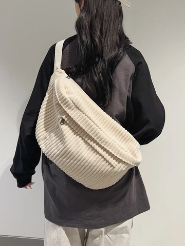 Borsa A Tracolla In Velluto A Coste Grande Capacità Versatile Stile Streetwear Giapponese Marsupio Casual Unisex