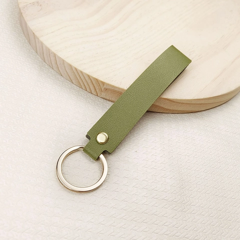 Minimalist PU Leather Keychain Wrist Strap Solid Color Litchi Texture Car Keyring Bag Charm Fashion Gift Accessory
