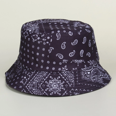 Chapeau Bob Imprimé Paisley Réversible Toile Coton Protection Solaire Extérieur Style Ethnique Vintage Unisexe