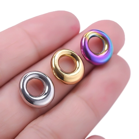 Round Donut Charm 304 Stainless Steel Oval Pendant For DIY Jewelry Making Smooth Polished Accessories For Women
