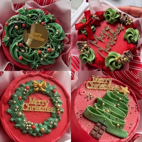 Merry Christmas Cake Toppers Acrylic Mirror Gold Silver Snowflake Reindeer Party Decorations Holiday Baking