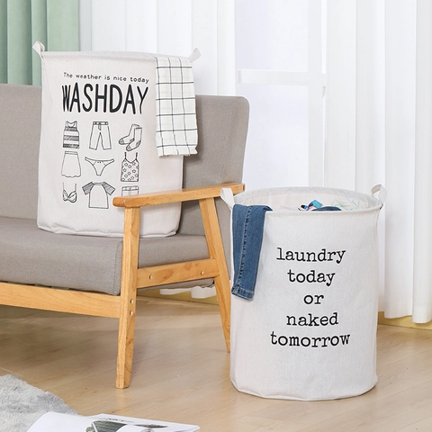 Laundry Basket Foldable Cotton Linen Storage Bin With Handles Waterproof Large Capacity Toy Organizer Clothes Hamper