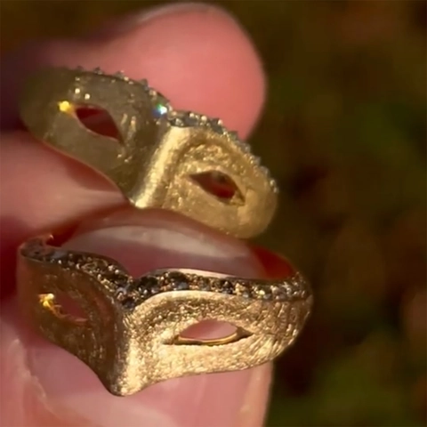 Vintage Maskeraden Fuchs Maskenring Kupfer Vergoldet Mit Strass Retro Luxus Schmuck Für Damen
