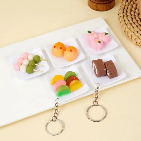 Mini Simulatie Voedsel Sleutelhanger PVC Miniatuur Dessert Taart Model Speelgoed Voor Tas Bedeltje Poppenhuis Accessoire