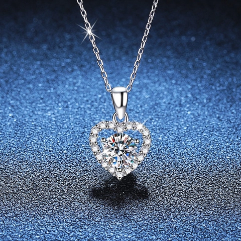 925 Sterling Silver Heart Moissanite Jewelry Set Women Sparkling Necklace And Earrings Valentine Gift Fashion Jewelry