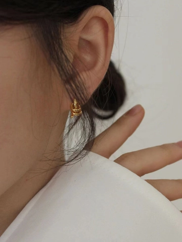 Pendientes de Aro Retorcidos de Plata de Ley S925 para Mujer Pendientes de Nudo Minimalistas Coreanos Joyería Chapada