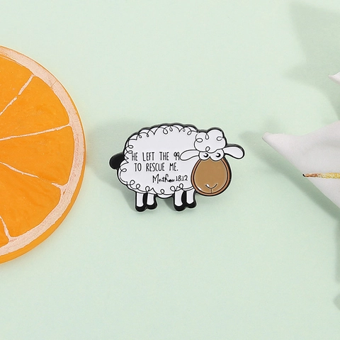 Süße Cartoon Schaf Emaille Brosche Legierung Pin Religiöse Christliche Bibelvers Zitat Glaube Schmuck Geschenk Accessoire