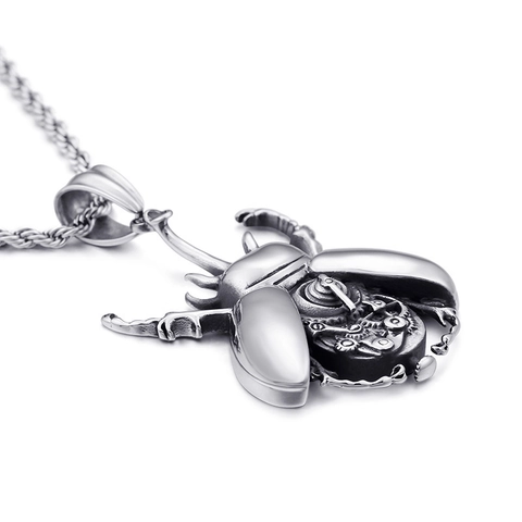 Pendente Scarabeo Steampunk Acciaio Inossidabile 316L Ingranaggio Meccanico Insetto Gioielli Retro Punk Gothic Uomo