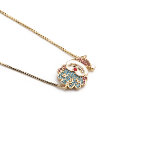 Kerstman Ketting Vergulde Koperen Hanger Met Gekleurde Zirkoon Emaille Kerst Sieraden Voor Vrouwen