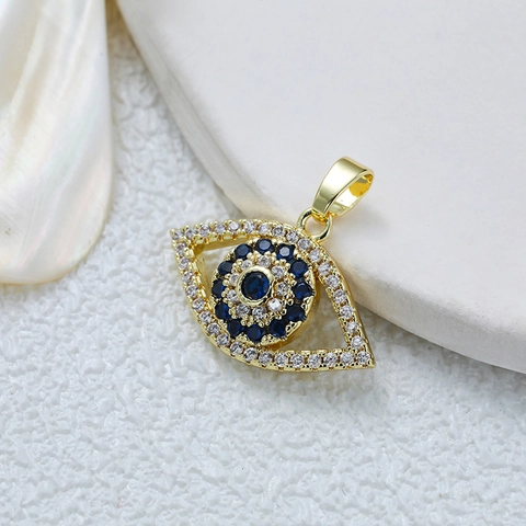 Evil Eye Hanger Koper Micro Ingelegd Blauw Wit Zirconia Bescherming Geluk DIY Sieraden Accessoire Dames