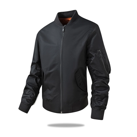Herren Bomberjacke Polyester Winddicht Fliegerjacke MA-1 Stil Rippstrickbündchen Ärmeltasche Streetwear Outerwear