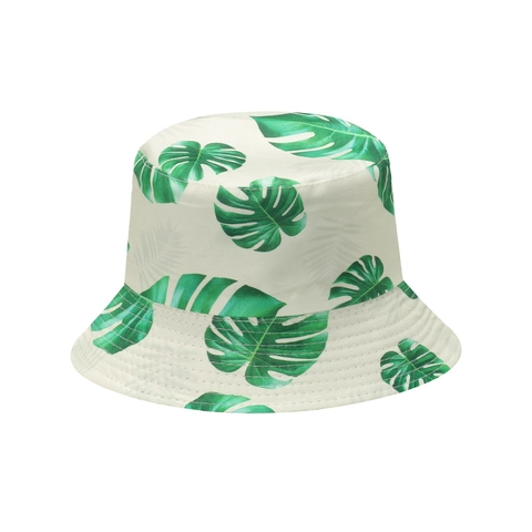 Tropical Print Bucket Hat Polyester Sun Protection Foldable Summer Beach Travel Fisherman Cap For Women Men