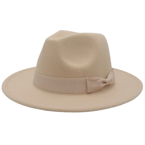 Wide Brim Fedora Hat Wool Felt Ribbon Bow Vintage Elegant Style Jazz Cap For Women Men Sun Protection Warm Accessory