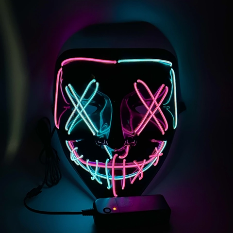 LED Leuchtende Halloween Maske Neon EL Draht Gruselige Leuchtmaske Genähter Mund Für Party Festival Cosplay