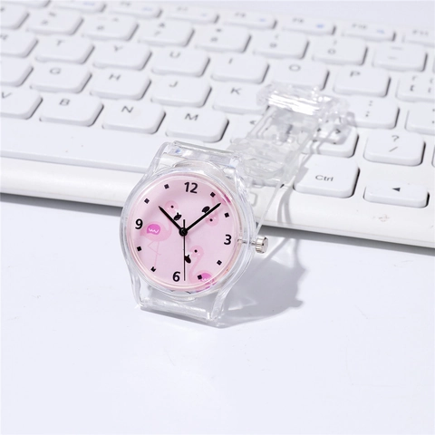 Kinder Quartzuhr Transparentes Harzarmband Flamingo Muster Cartoon Analog Studenten Modische Zeitmesser Geschenk Für Kinder