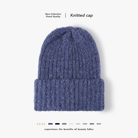 Gorro Beanie De Invierno Punto Canalé Grueso Cálido Con Dobladillo Color Sólido Para Hombre Mujer