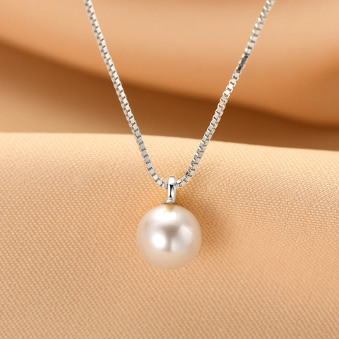 Collana di Perle d'Acqua Dolce in Argento Sterling 925 per Donna Collana con Ciondolo in Strass Elegante Minimalista per Appuntamenti