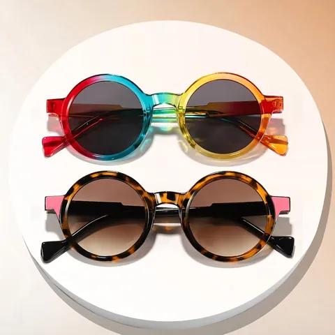 Retro Runde Sonnenbrille PC Rahmen AC Gläser UV400 Schutz Vintage Mode Outdoor Brillen Für Damen Und Herren
