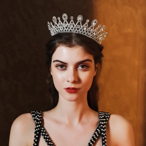 Corona Da Sposa Barocca Tiara Lega Strass Copricapo Luccicante Per Matrimonio Festa Spettacolo Stile Reale Vintage