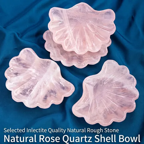 Vassoio Decorativo Per Ciotola In Cristallo Di Quarzo Rosa Naturale A Forma Di Conchiglia Per Riporre Gioielli