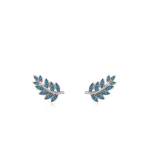 925 Sterlingsilber Blatt Ohrstecker Für Damen Retro Türkis Edelstein Eingelegt Botanischer Schmuck Mit Silberstift
