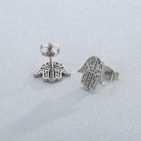Pendientes Hamsa Acero Inoxidable Mano De Fátima Calado Joyas Religiosas Moda Regalo Mujer Estilo Punk