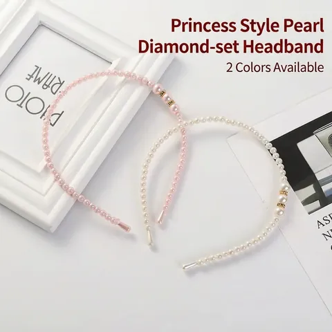 Serre-tête Filles Künstliche Perle Imitation Strass Élégant Princesse Accessoire Cheveux Pour Enfants Fête Quotidien