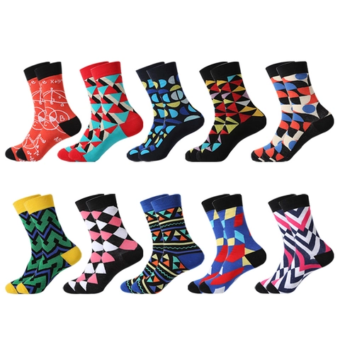 Crew Socken Baumwollmischung Geometrisches Muster Mathematische Formel Patchwork Atmungsaktiv Weich Elastisch Trendy Unisex Strumpfwaren