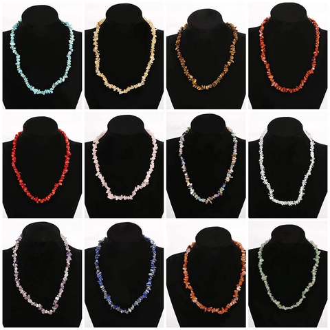 Collana In Ghiaia Di Cristallo Naturale Irregolare Perle Fatte A Mano Gioielli Boho Etnici Colorati