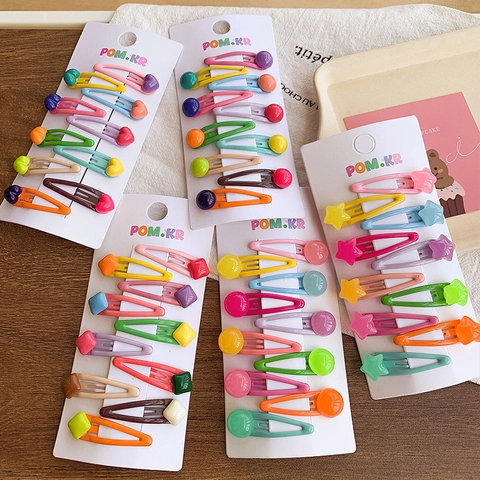 Cute Jelly Color BB Hair Clips For Kids Girls Resin Star Heart Flower Shape Hairpins Sweet Macaron Hair Accessories
