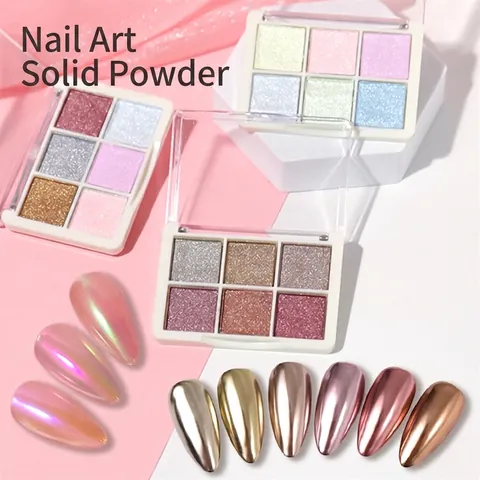 Solid Nail Mirror Powder Aurora Chrome Pigment Palette Metallic Magic Mirror Effect Laser Glitter Manicure Decoratie