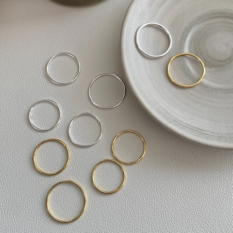 925 Sterling Silver Minimalist Ring For Women 18K Gold Plated Thin Band Stackable Geometric Finger Ring Light Luxury Fashion Jewelry