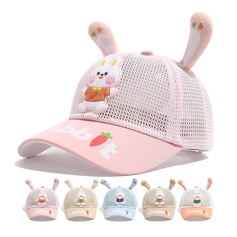 Berretto Da Baseball Per Bambini Coniglio Cartone Animato Orecchie Tridimensionali Maglia Traspirante Cappello Estivo Per Bambine