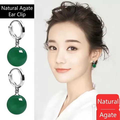 Agaat Kraal Hoop Drop Oorbellen Met 925 Sterling Zilveren Oorbel Post Elegante Natuurlijke Chalcedoon Sieraden Voor Vrouwen