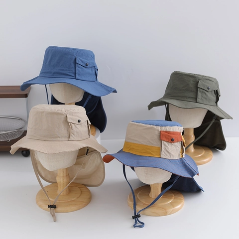Cappello Da Pescatore Asciugatura Rapida Protezione Solare Con Protezione Nuca Tesa Larga Cordino Antivento Regolabile Trekking Pesca