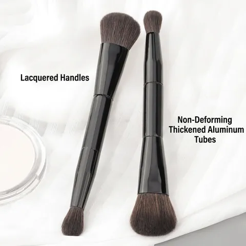 Dubbelzijdige Vlam Make-up Borstel Professionele Synthetische Vezel Zacht Haar Blush Blenden Contouring Beauty Tool