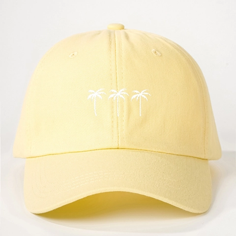 Casual Cotton Embroidered Three Coconut Trees Baseball Cap Sun Protection Outdoor Adjustable Hip Hop Hat For Men Women