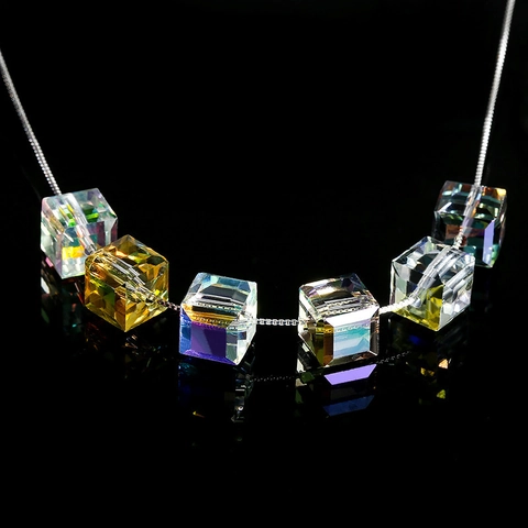 Cuentas De Vidrio En Cubo Cuentas Espaciadoras Cristal Facetadas Aurora AB Colores Arcoíris DIY Fabricación De Joyas Para Collares Pulseras