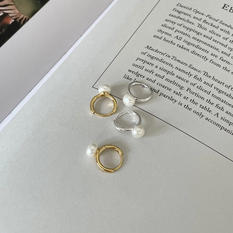 Artificial Pearl Hoop Earrings 925 Sterling Silver Artificial Pearl Drop Dangle Ear Buckle Elegant Minimalist For Women