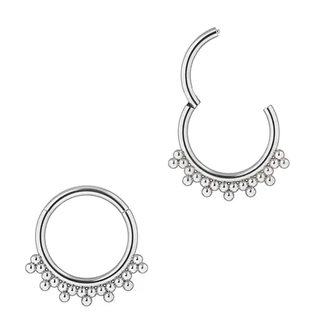 G23 Titanium Septum Clicker Ring Beaded Nose Hoop ASTM F136 Surgical Grade Titanium Segment Earring Cartilage Piercing Jewelry For Women Men