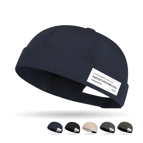 Brimless Docker Hat Quick Dry Polyester Fabric Adjustable Streetwear Hip Hop Miki Cap For Men Women Solid Retro Style