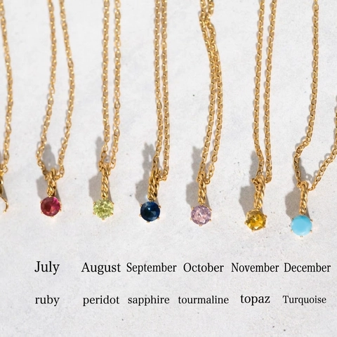 Titanium Steel 12 Month Birthstone Pendant Necklace For Women 18K Gold Plated Round Zirconia Inlaid Minimalist Jewelry Gift